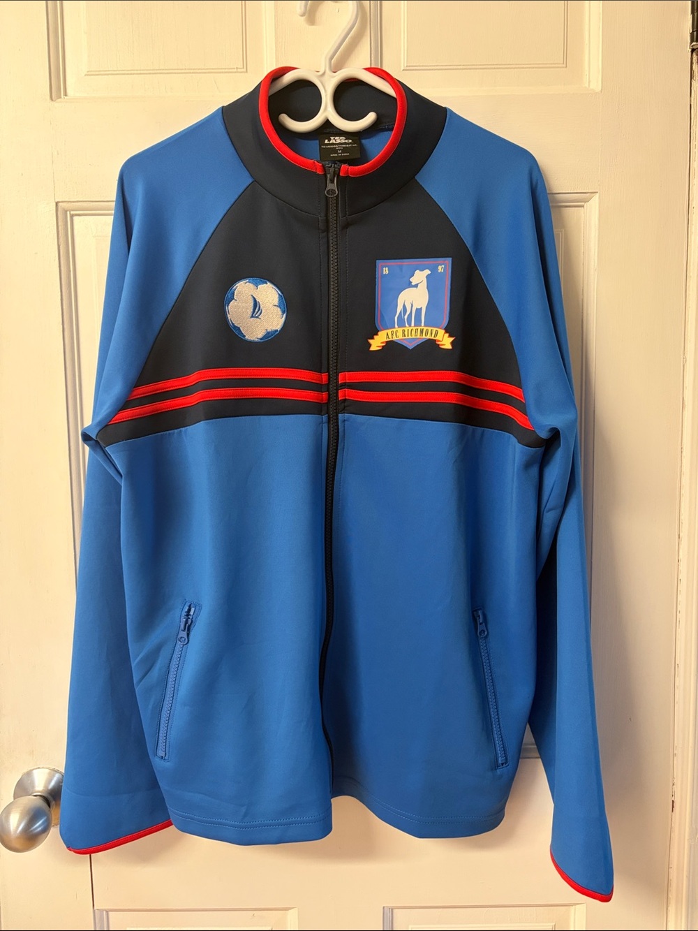 Ted Lasso AFC Richmond Blue Athletic Light Zip-Up Track Jacket men’s M